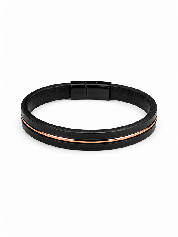 Black & Rose Gold Double-Layer Bracelet