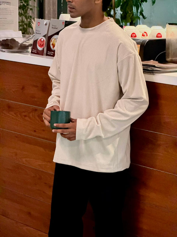 Men's Olive Green Waffle tee  Oversized Long Sleeve T-Shirt