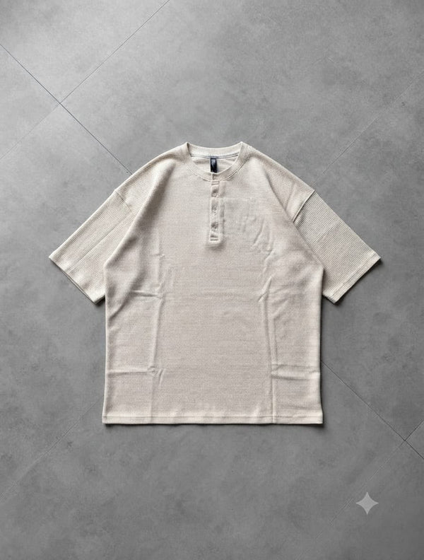 Premium Ribbed Henley Oversized T-Shirt