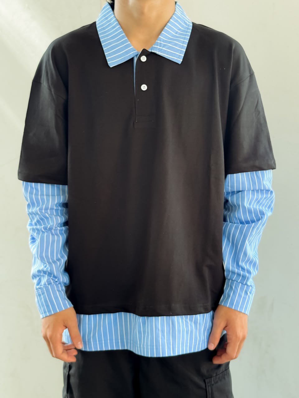 Men's Layered Oversized Polo T-Shirt