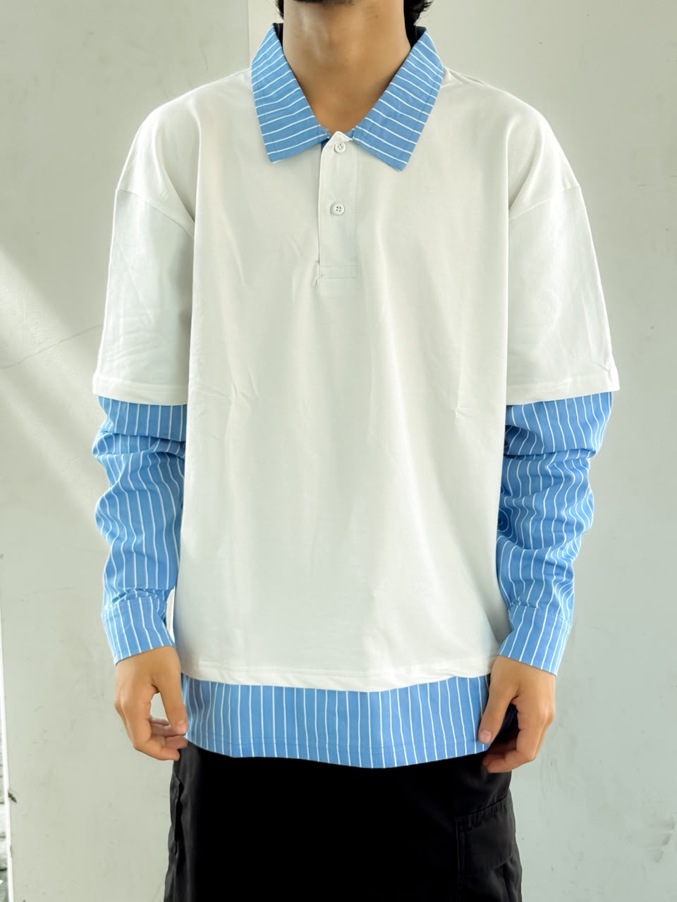 Men's Layered Oversized Polo T-Shirt
