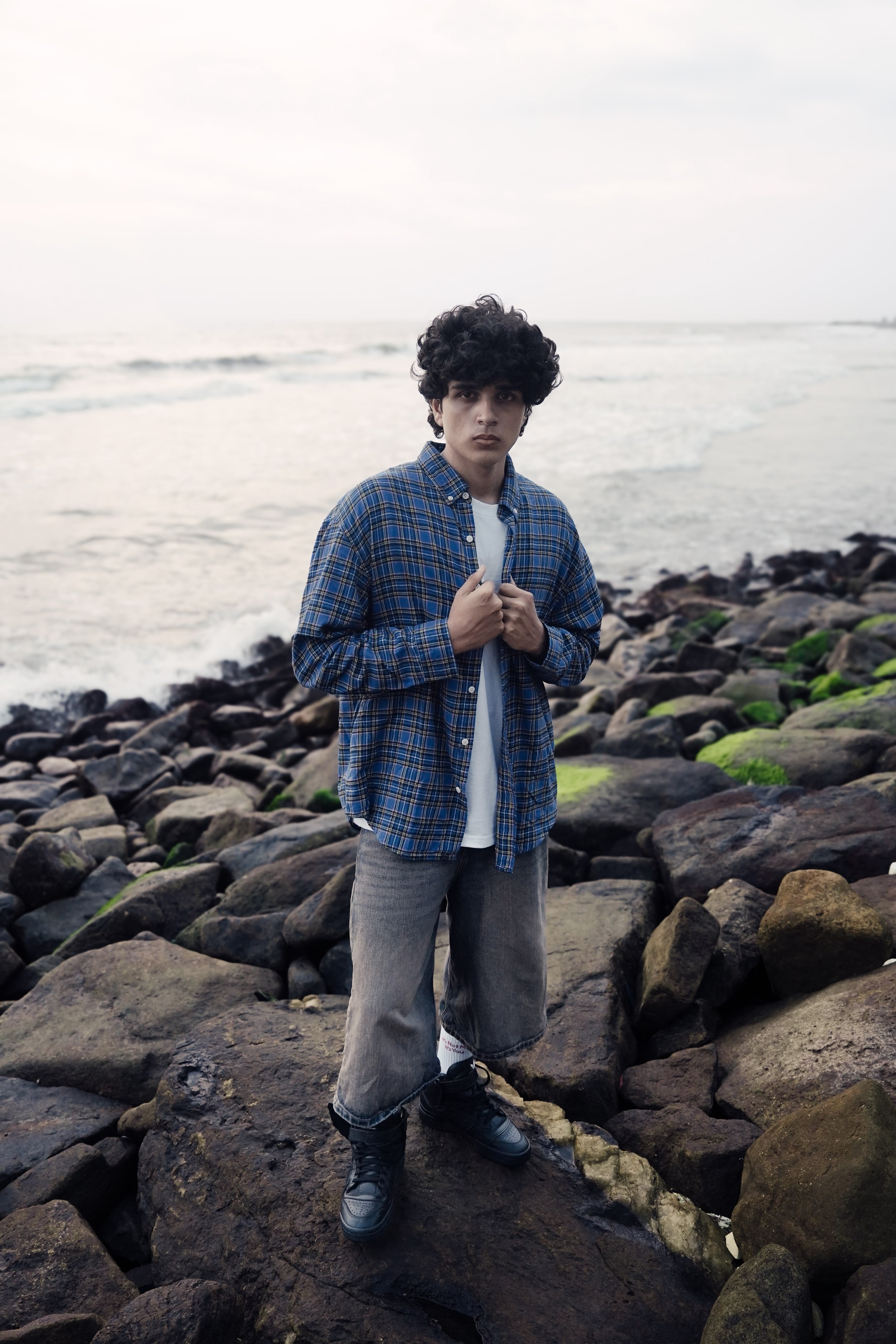 Men's Red Checkered Oversized Casual Shir