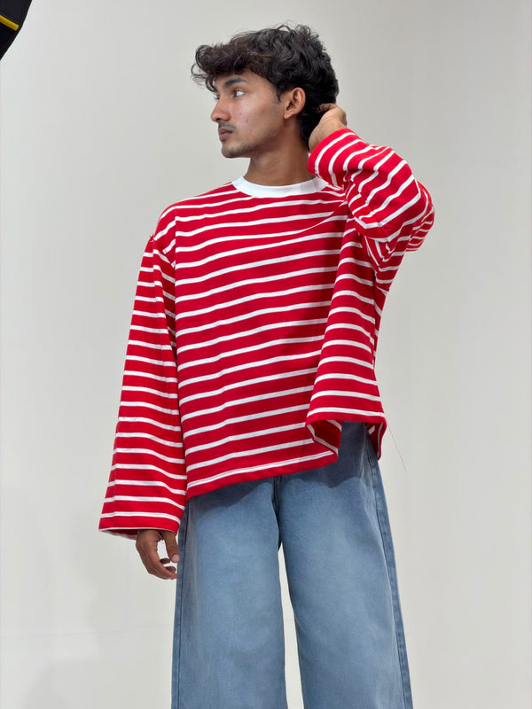 Cropp Striped Oversized Full Sleeve T-Shirt