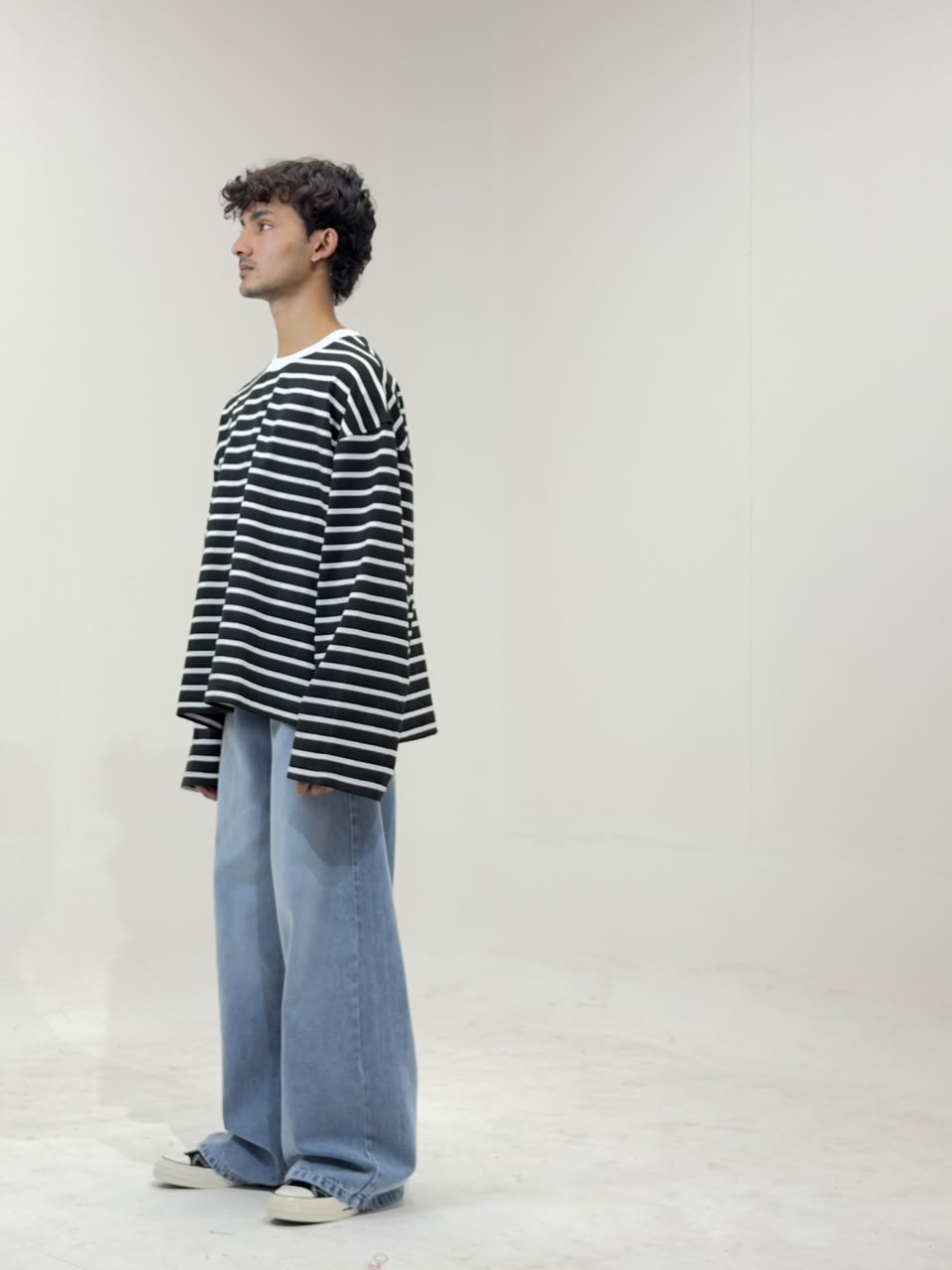 Cropp Striped Oversized Full Sleeve T-Shirt