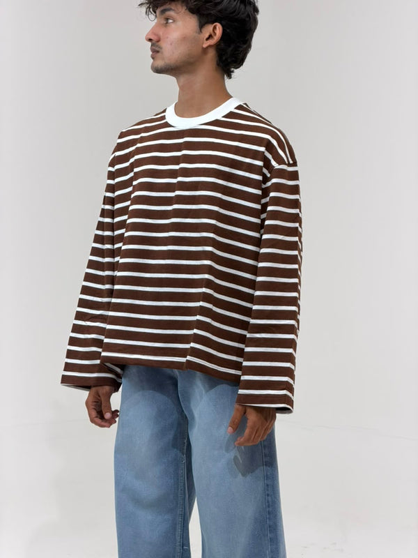 Cropp Striped Oversized Full Sleeve T-Shirt