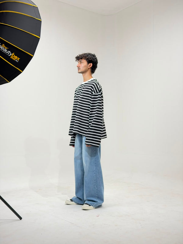 Cropp Striped Oversized Full Sleeve T-Shirt
