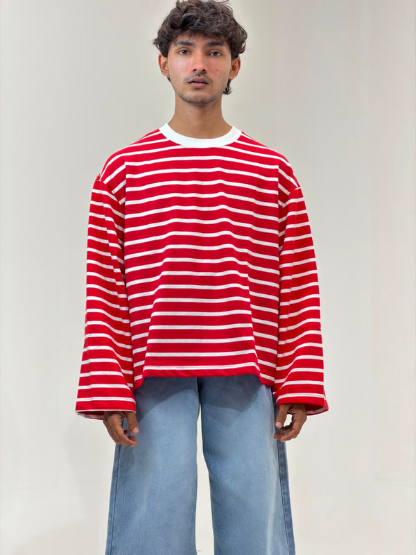 Cropp Striped Oversized Full Sleeve T-Shirt