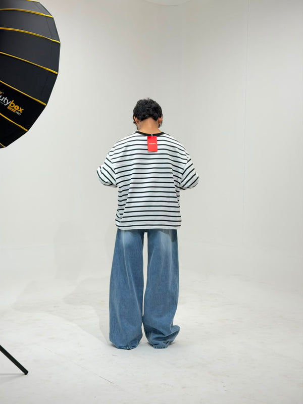Cropp Striped Oversized Full Sleeve T-Shirt