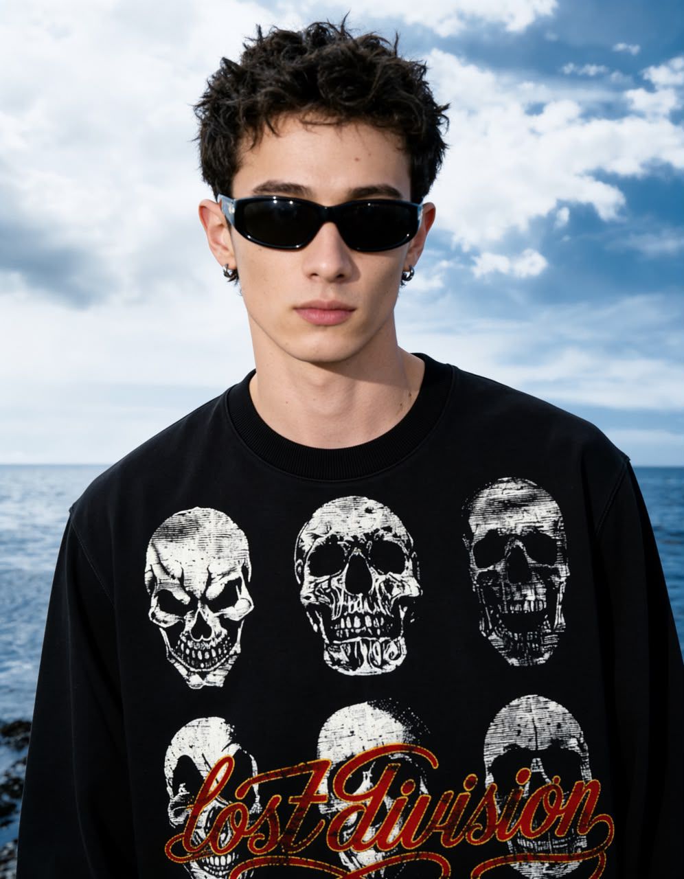 Lost Division Skull Graphic Full Sleeve T-EES