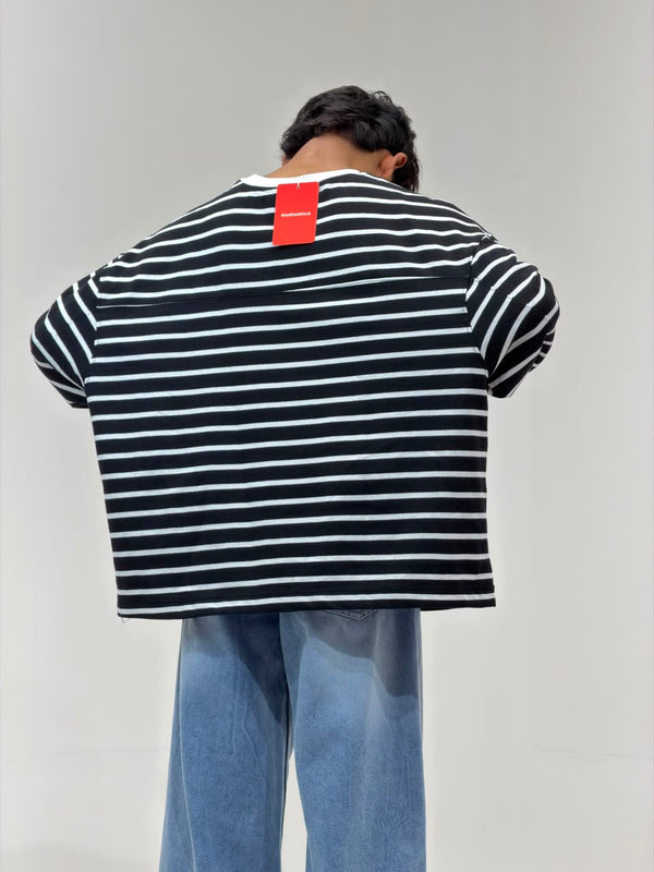 Cropp Striped Oversized Full Sleeve T-Shirt