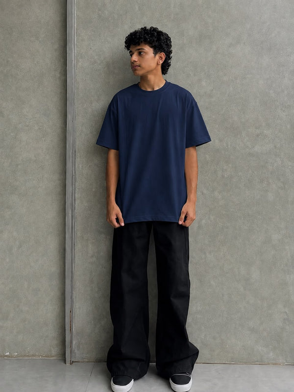oversized plain navy T-shirt