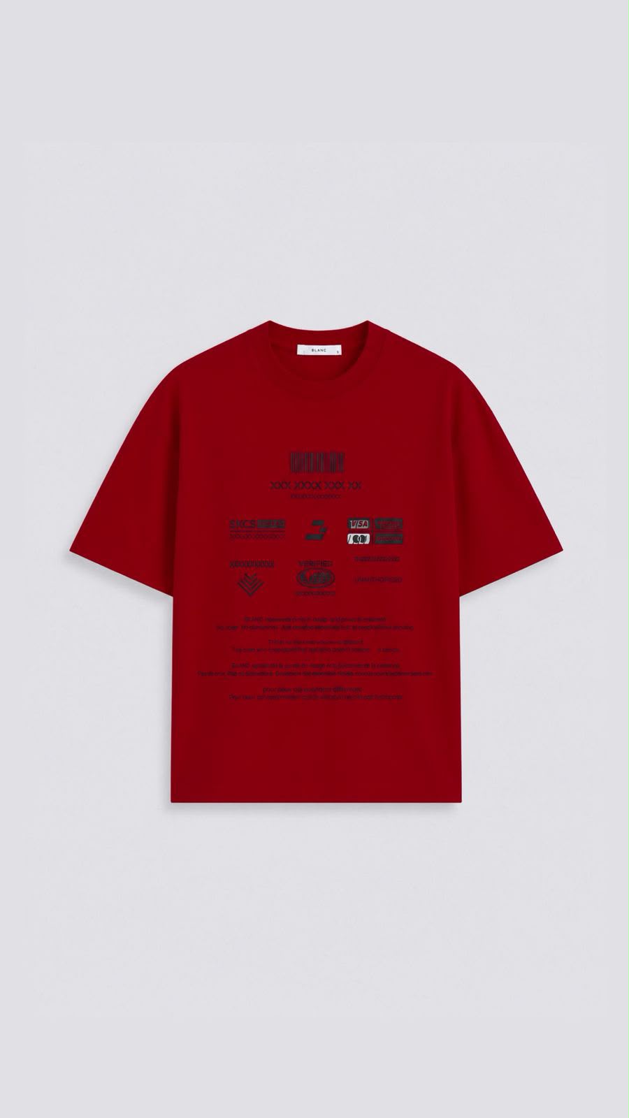 Men's red oversized graphic T-shirt with front text print and relaxed fit