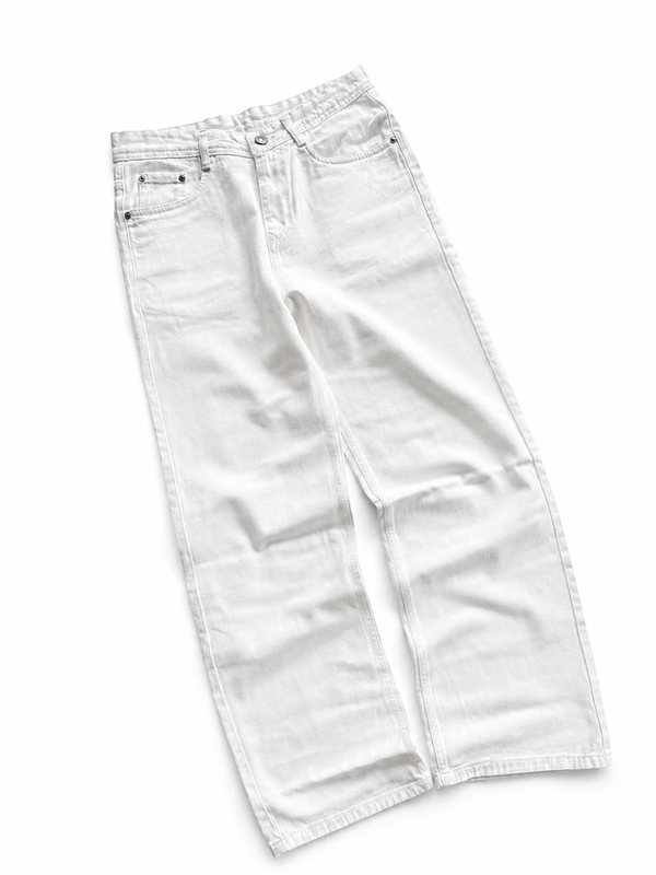 Men's relaxed fit denim pants with wide leg silhouette for modern casual wear