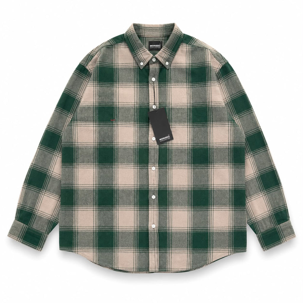  plaid flannel button-down shirt with full sleeves