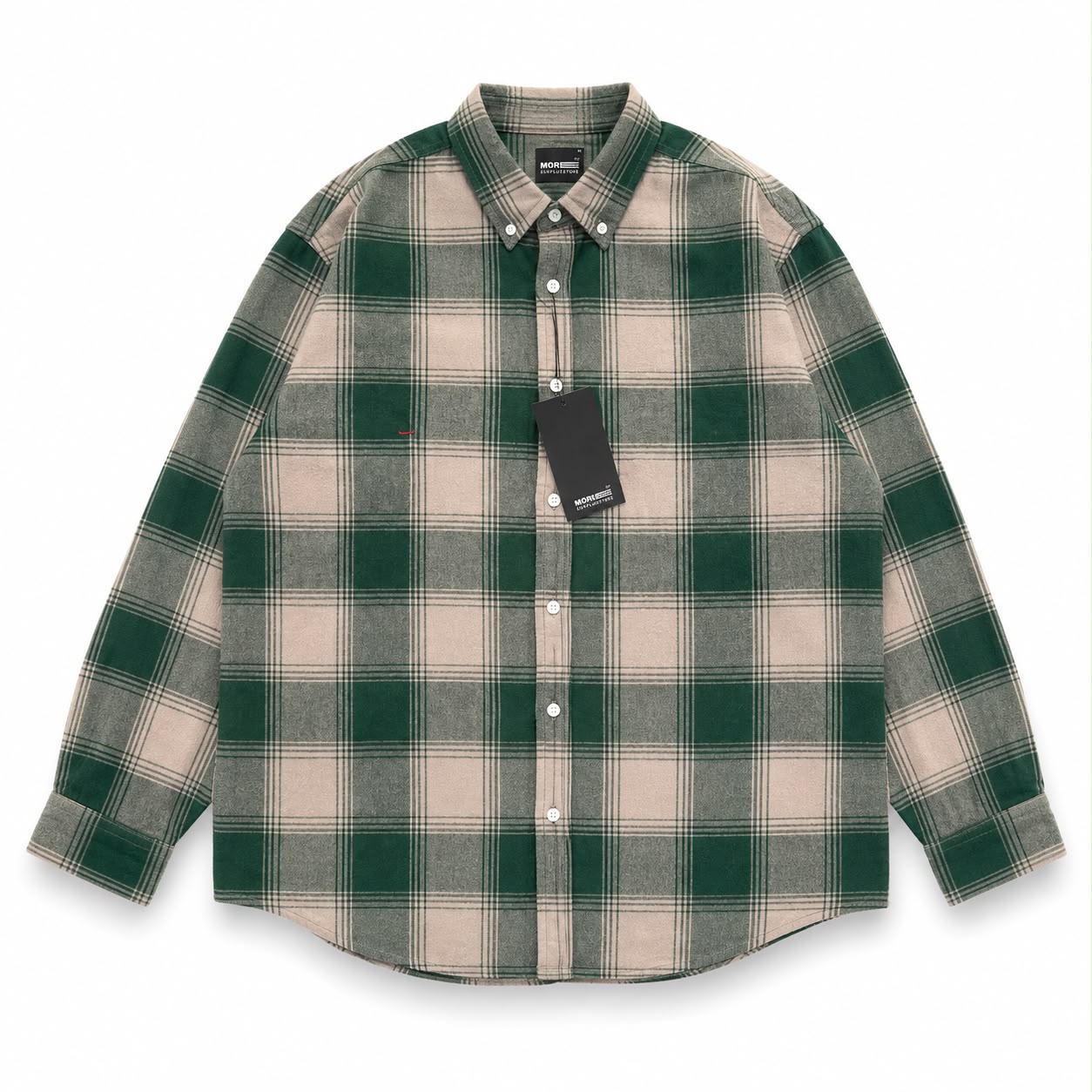  plaid flannel button-down shirt with full sleeves