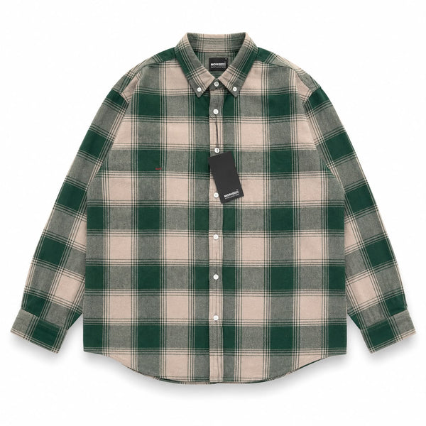  plaid flannel button-down shirt with full sleeves