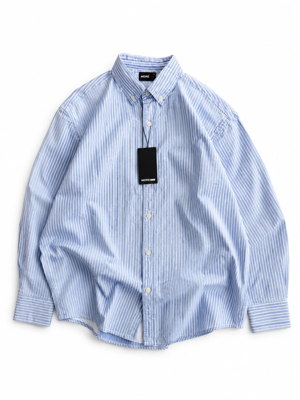 Blue and white striped Oxford button-down shirt