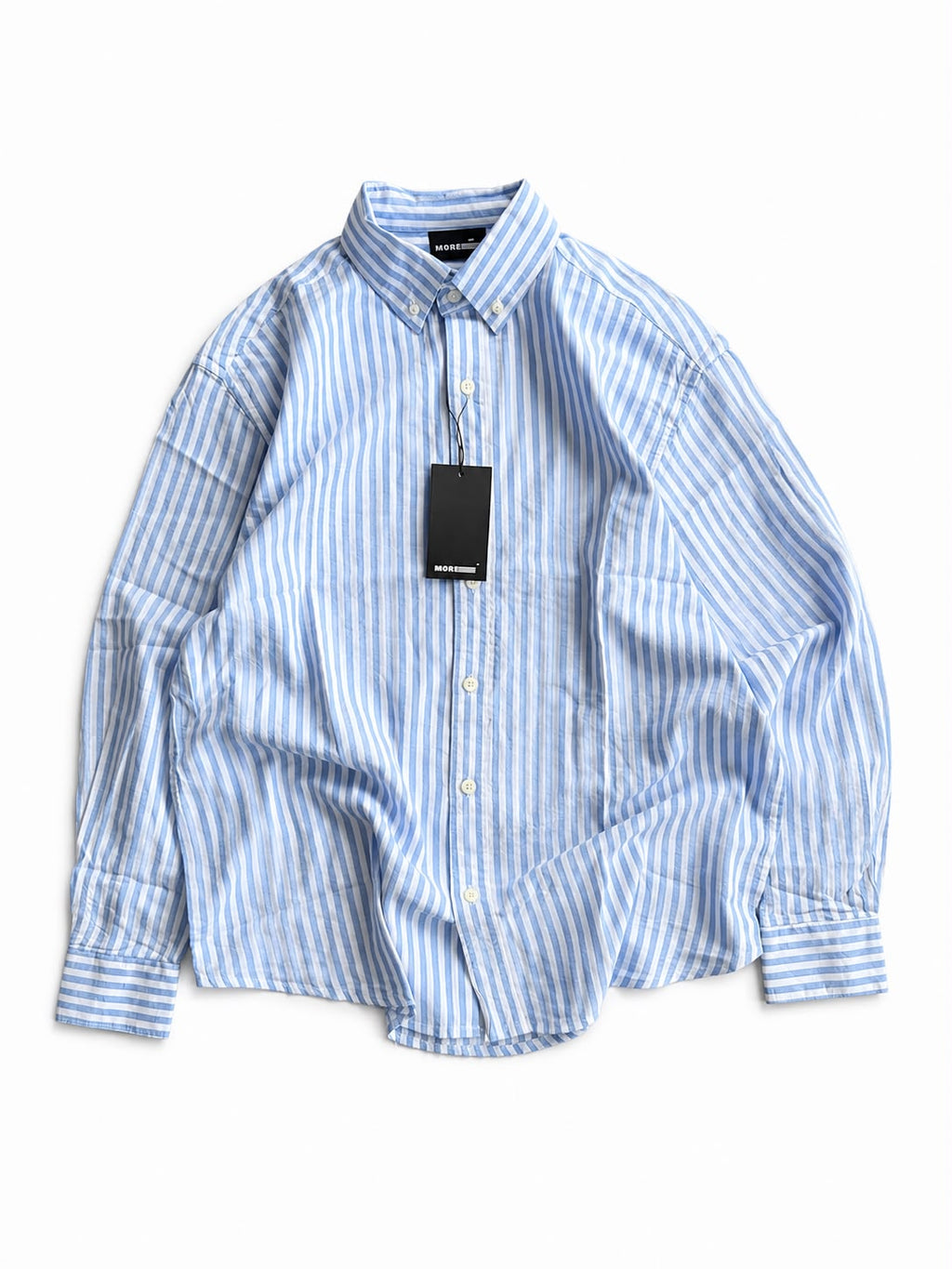 Blue and white striped Oxford button-down shirt