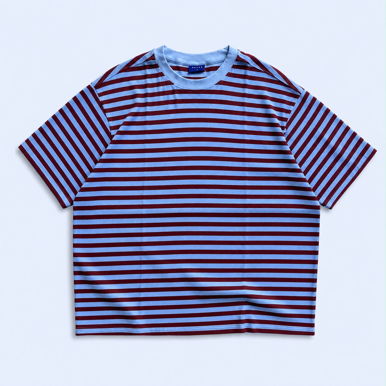 "Premium mocha brown and beige ribbed striped oversized T-shirt for men