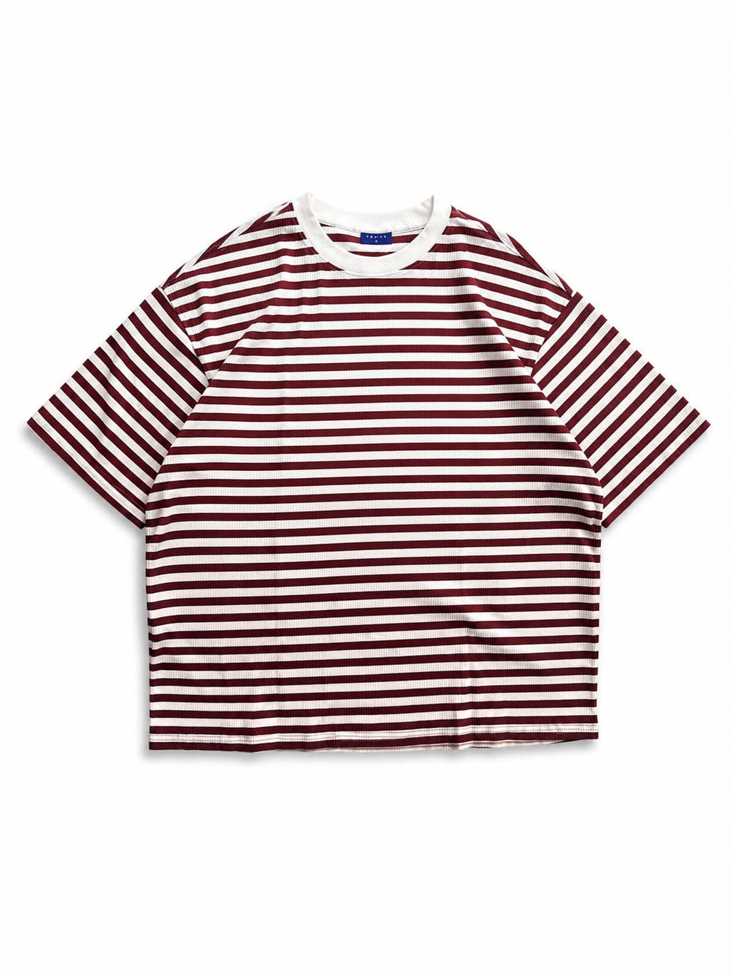 "Premium mocha brown and beige ribbed striped oversized T-shirt for men
