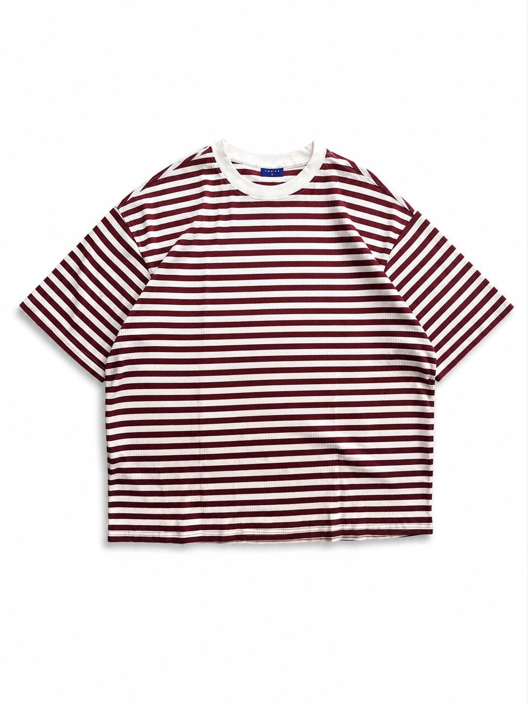 "Premium mocha brown and beige ribbed striped oversized T-shirt for men