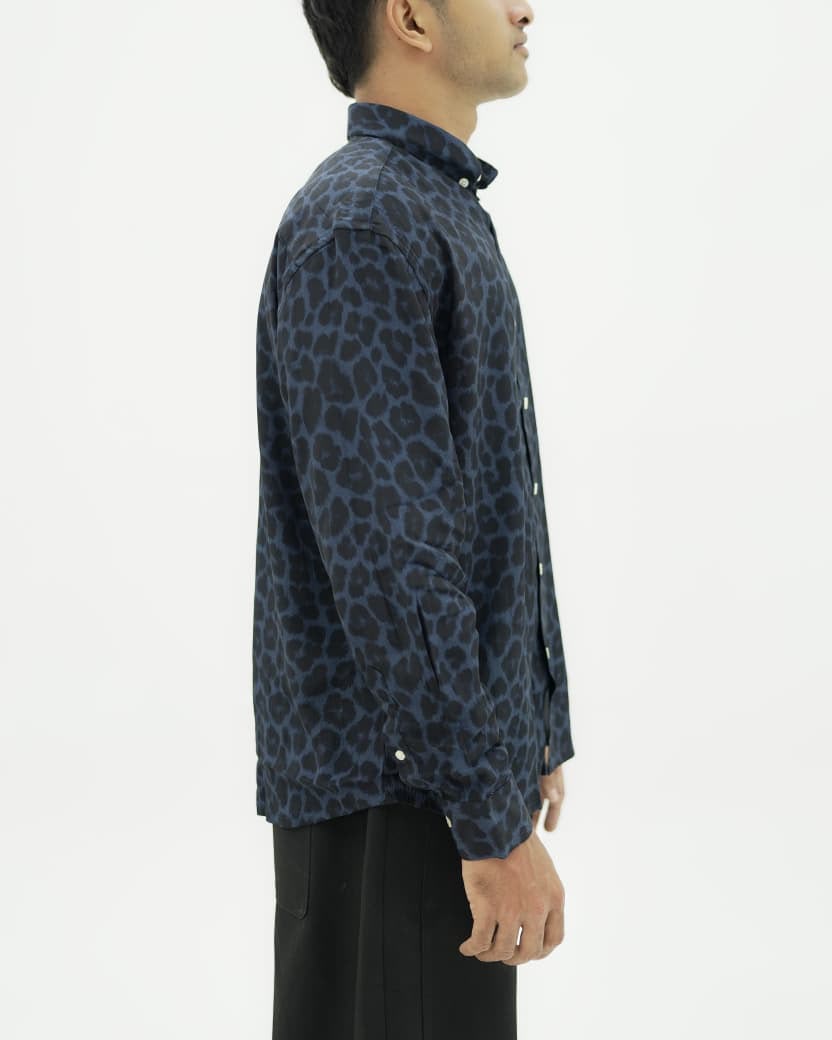 Men's regular fit floral printed cotton blend shirt