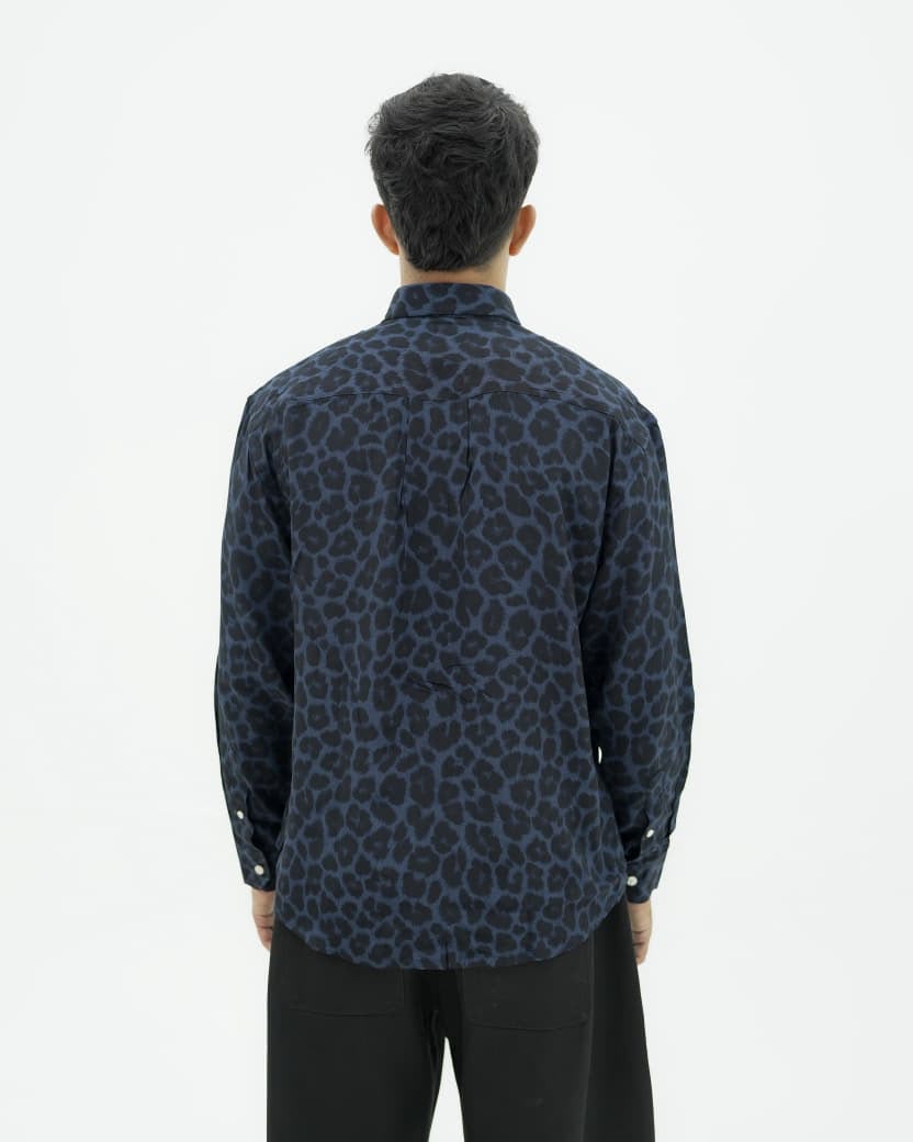 Men's regular fit floral printed cotton blend shirt