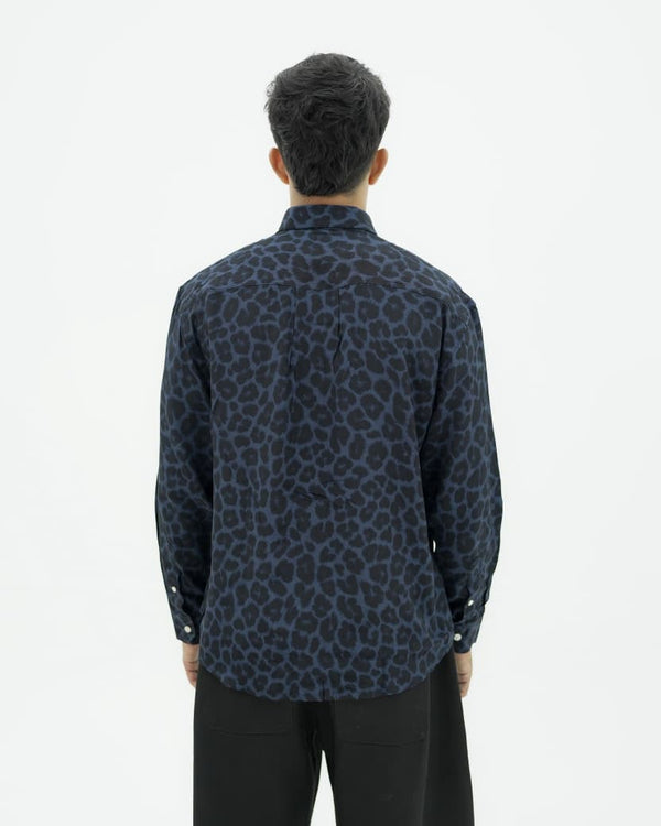 Men's regular fit floral printed cotton blend shirt