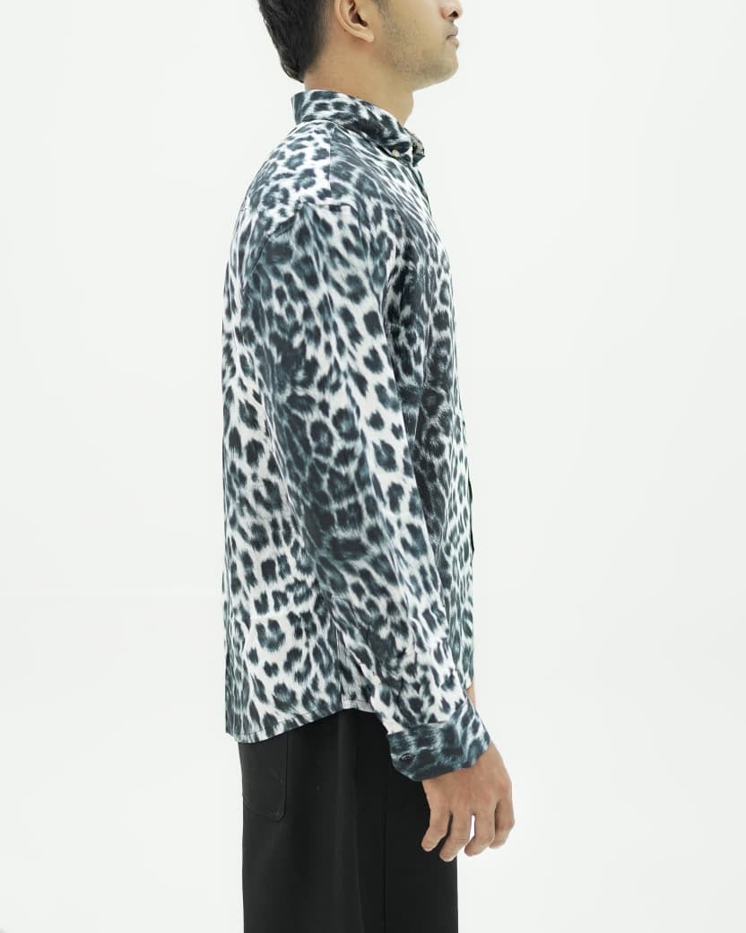 Men's regular fit floral printed cotton blend shirt