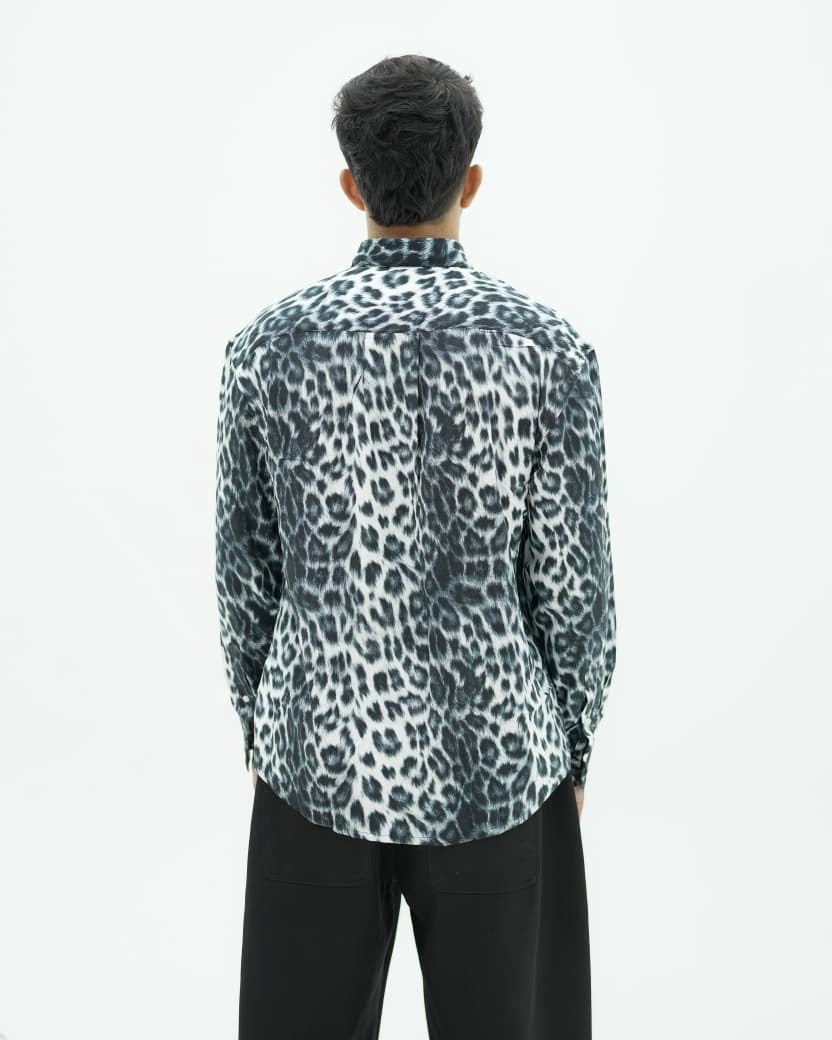 Men's regular fit floral printed cotton blend shirt