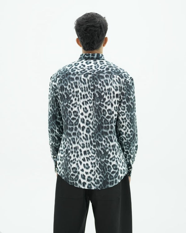 Men's regular fit floral printed cotton blend shirt