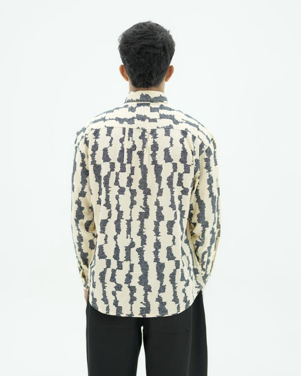 Men's regular fit floral printed cotton blend shirt