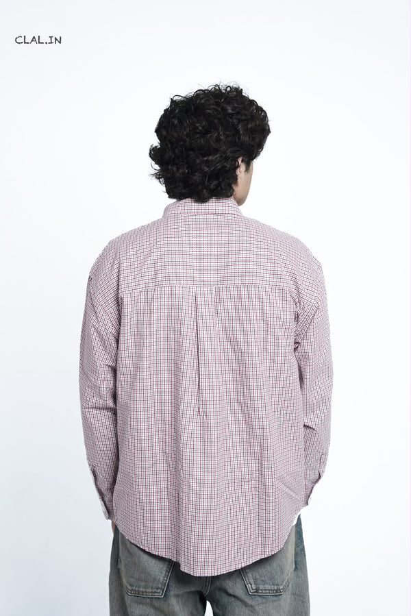 Men's oversized micro-check button-down shirt layered