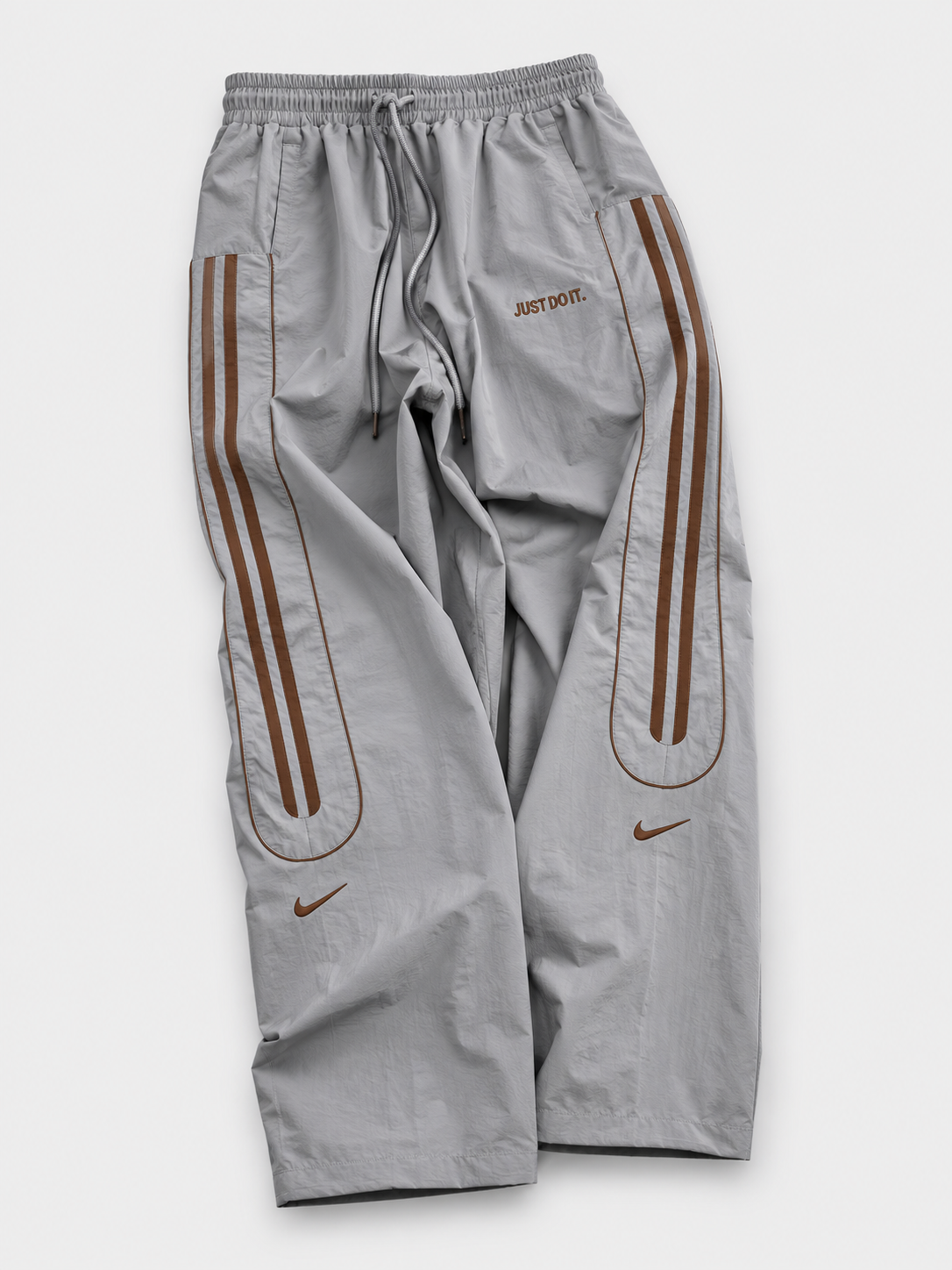Men's wide-leg nylon track pants