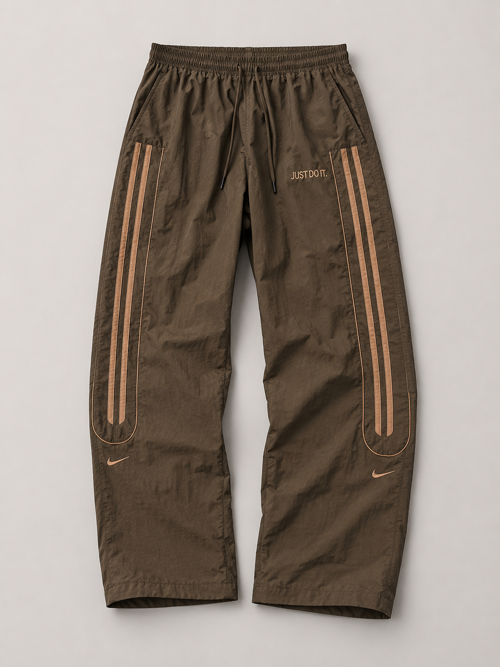 Men's wide-leg nylon track pants