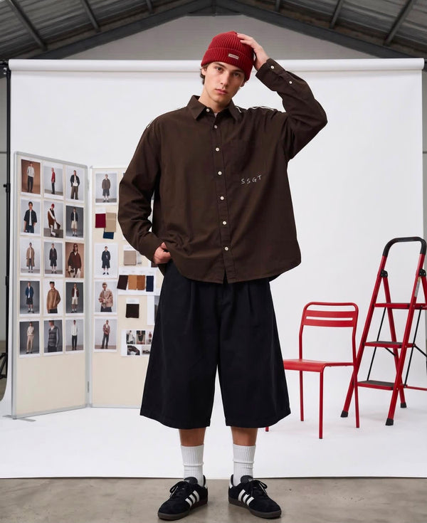full-sleeve casual shirt with white shoulder stripes