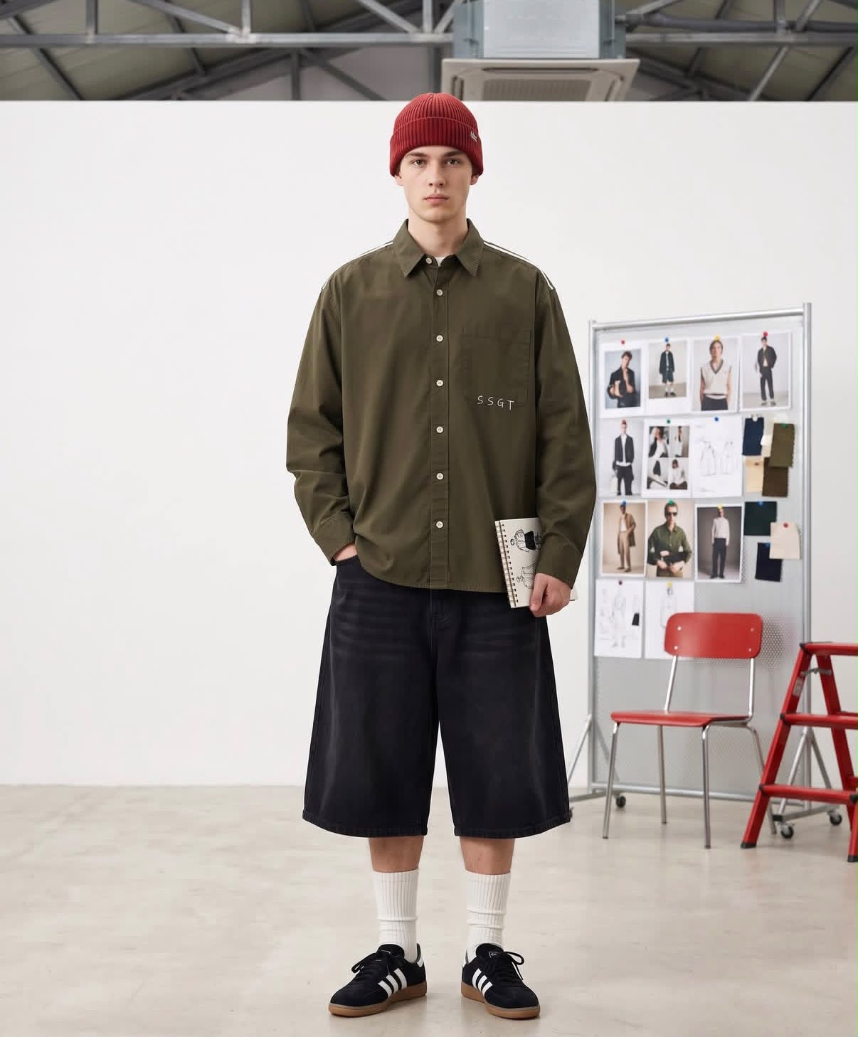 full-sleeve casual shirt with white shoulder stripes