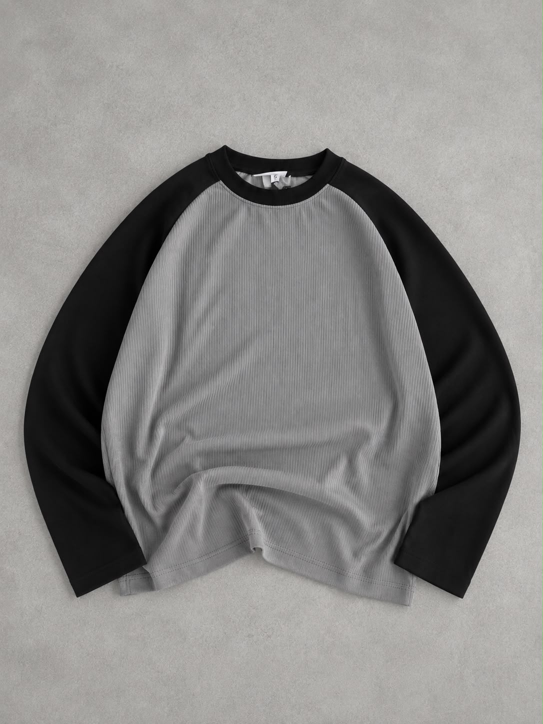 Minimalist taupe ribbed raglan long sleeve T-shirt