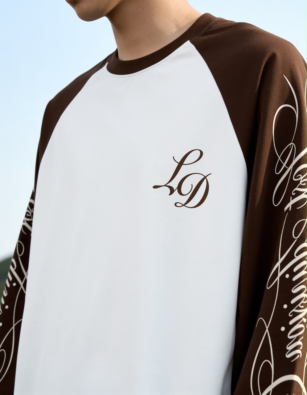Maroon oversized full sleeve graphic T-shirt