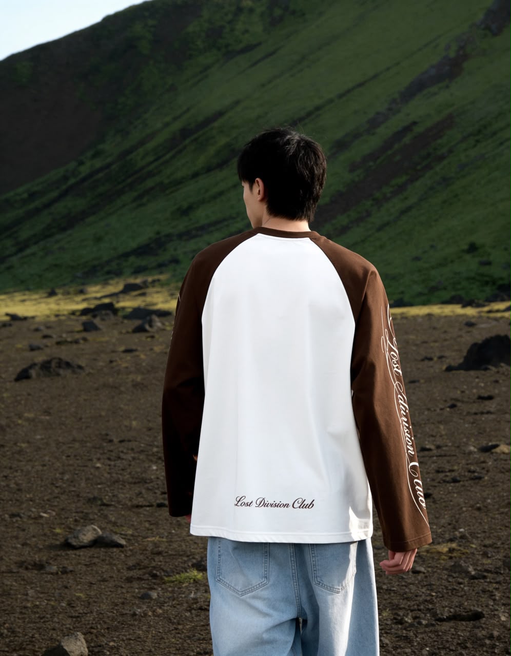 Maroon oversized full sleeve graphic T-shirt