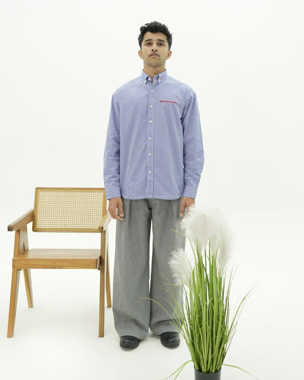 Men's micro check cotton casual shirt with full sleeves