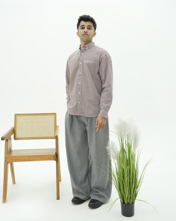 Men's micro check cotton casual shirt with full sleeves