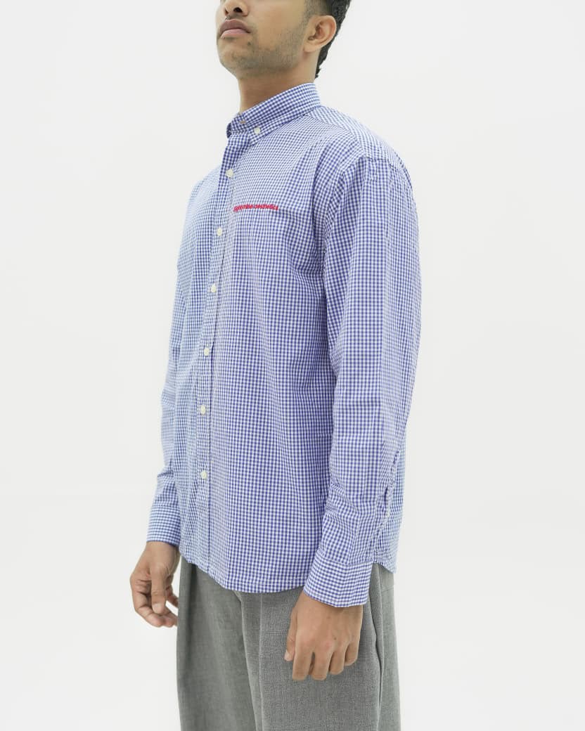 Men's micro check cotton casual shirt with full sleeves