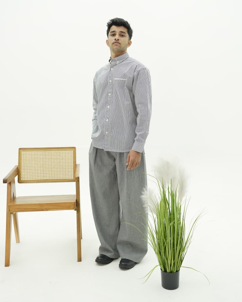Men's micro check cotton casual shirt with full sleeves