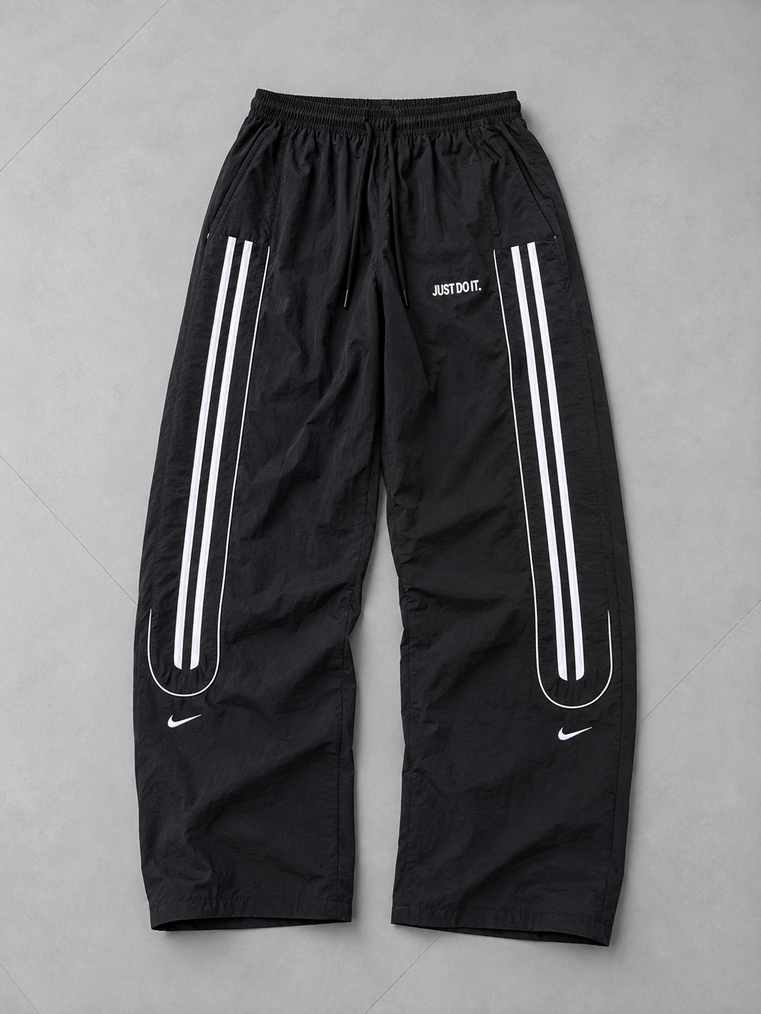 Men's wide-leg nylon track pants