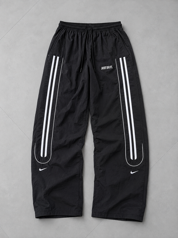 Men's wide-leg nylon track pants