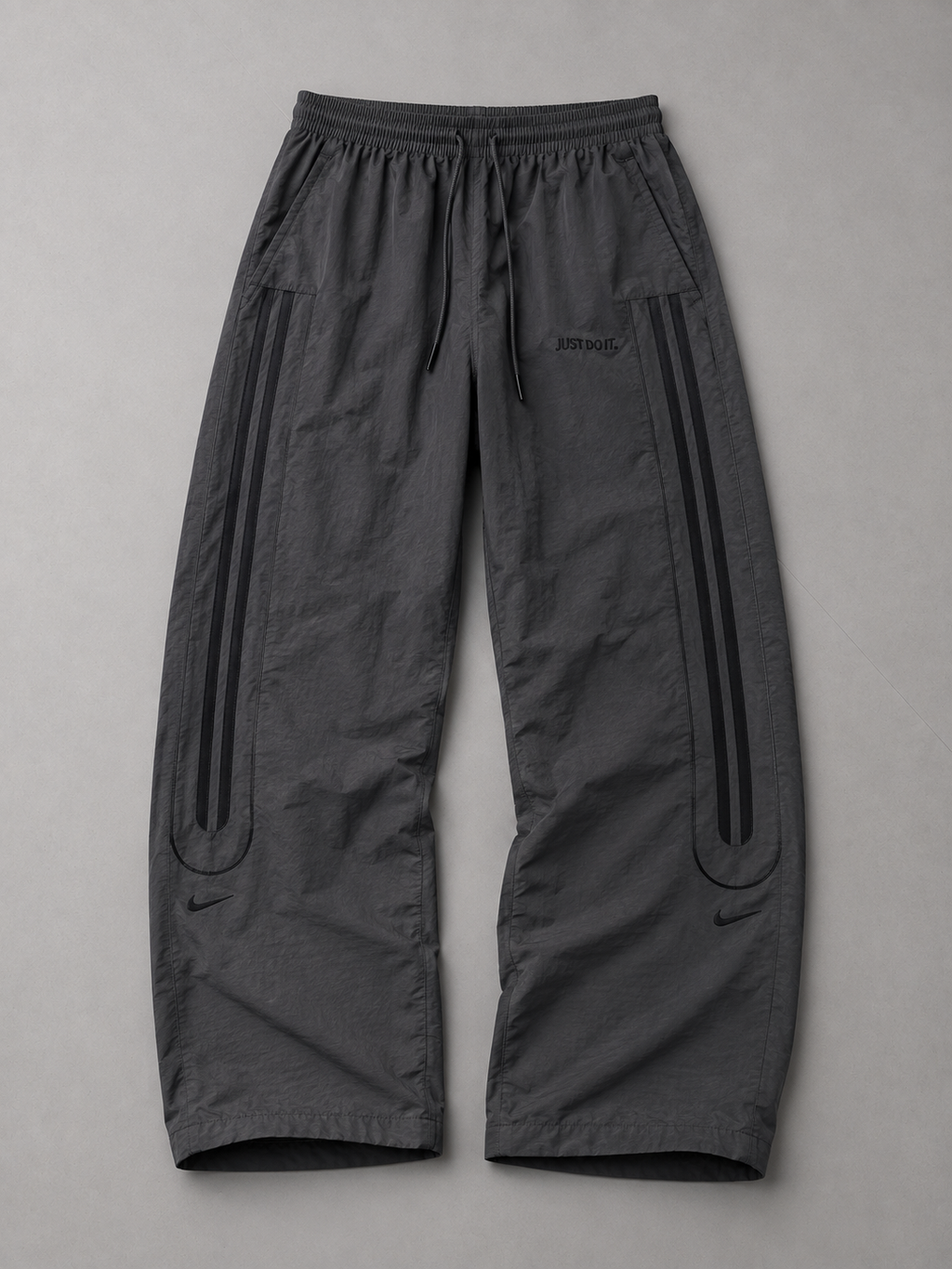Men's wide-leg nylon track pants