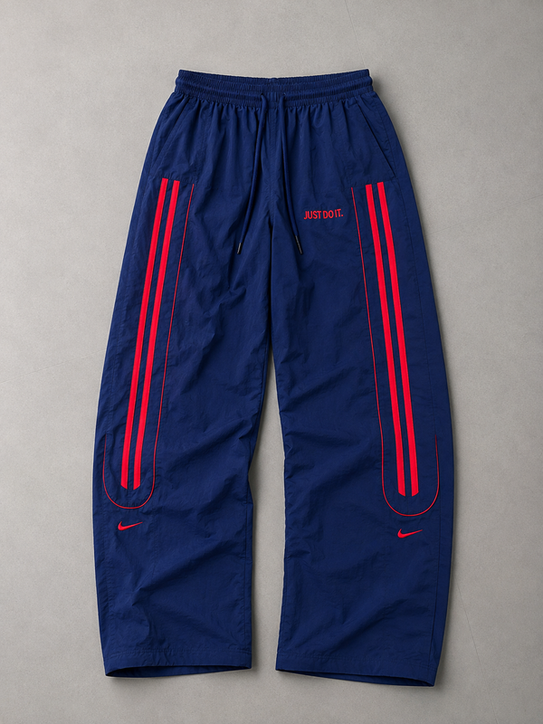 Men's wide-leg nylon track pants