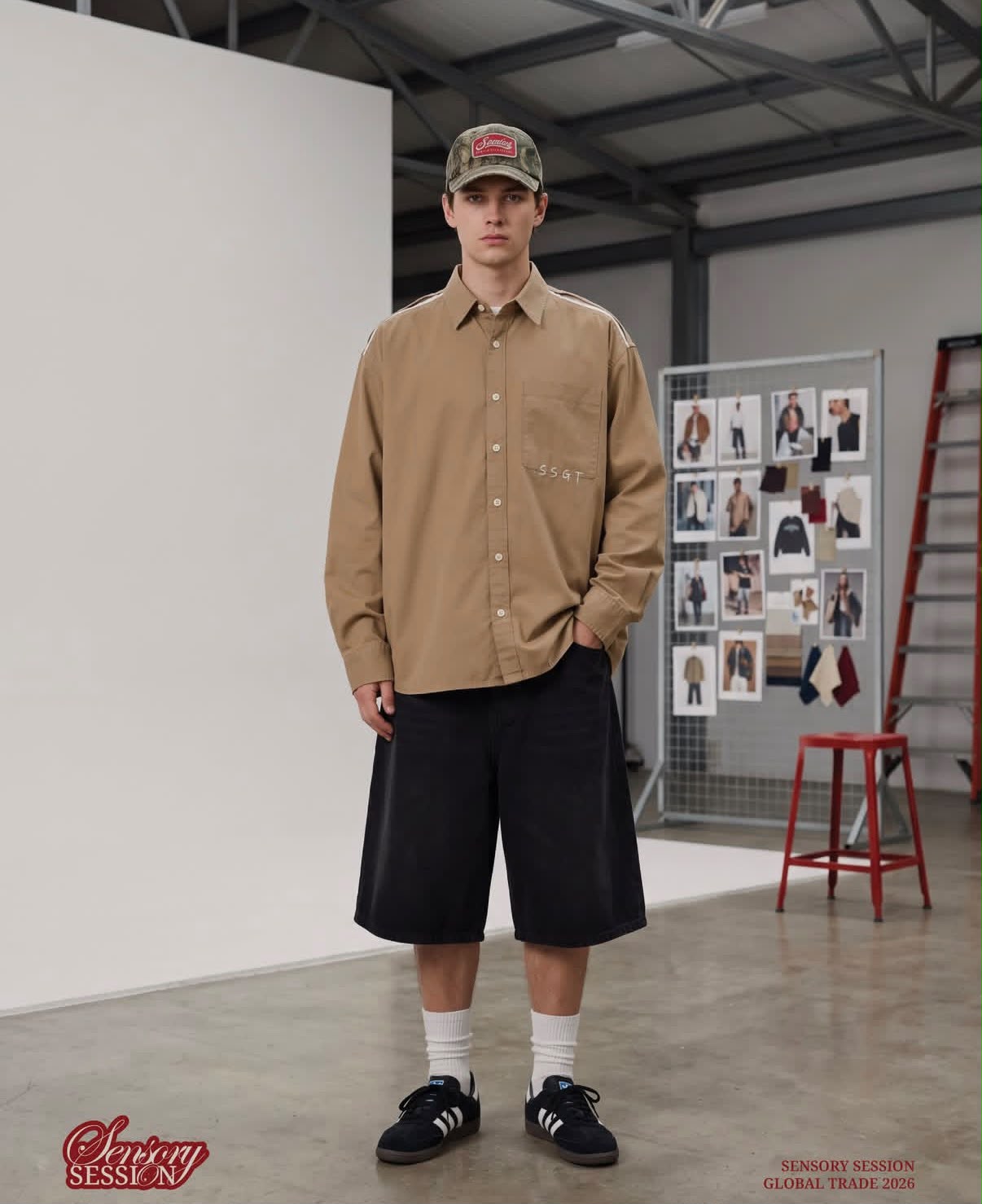 full-sleeve casual shirt with white shoulder stripes