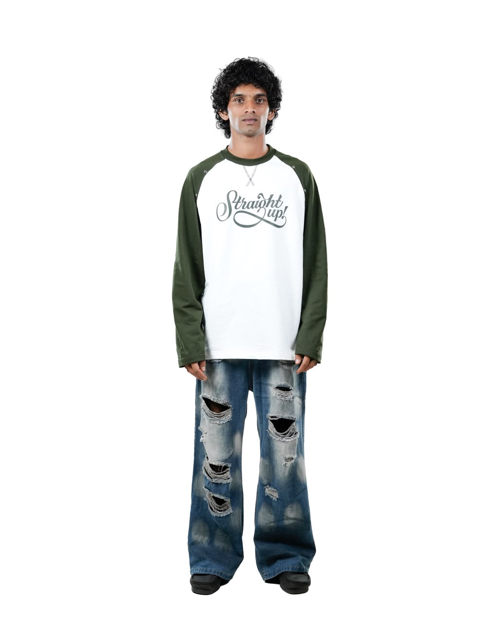green and white graphic full-sleeve sweatshirt for men.